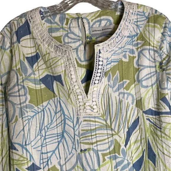 𝅺ALFRED Dunner Women's Top Floral Pattern with Lace Size 14 Petite - Picture 3 of 12